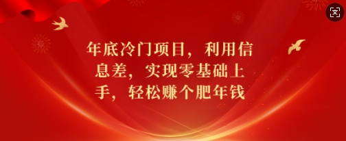 年底冷门项目，利用信息差，实现零基础上手，轻松赚个肥年钱【揭秘】-威云科技 余香的脑洞