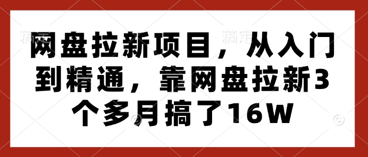 网盘拉新项目，从入门到精通，靠网盘拉新3个多月搞了16W-威云科技 余香的脑洞