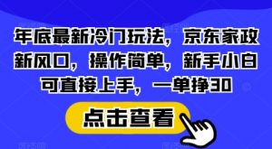 年底最新冷门玩法，京东家政新风口，操作简单，新手小白可直接上手，一单挣30【揭秘】-威云科技 余香的脑洞