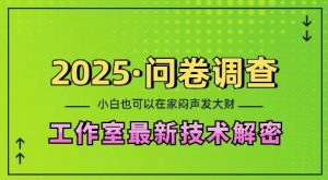 2025问卷调查最新工作室技术解密：一个人在家也可以闷声发大财，小白一天2张，可矩阵放大【揭秘】-威云科技 余香的脑洞