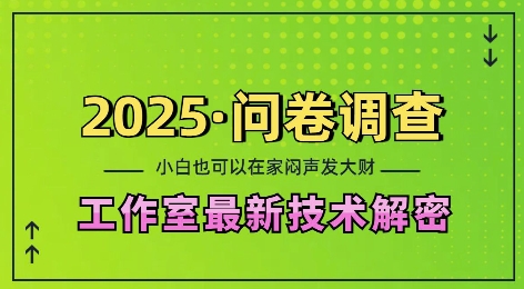 2025问卷调查最新工作室技术解密：一个人在家也可以闷声发大财，小白一天2张，可矩阵放大【揭秘】-威云科技 余香的脑洞