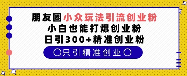 朋友圈小众玩法引流创业粉，小白也能打爆创业粉，日引300+精准创业粉【揭秘】-威云科技 余香的脑洞