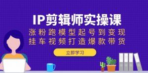 IP剪辑师实操课：涨粉跑模型起号到变现，挂车视频打造爆款带货-威云科技 余香的脑洞