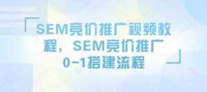 SEM竞价推广视频教程，SEM竞价推广0-1搭建流程-威云科技 余香的脑洞