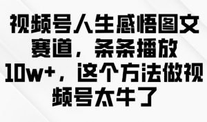 视频号人生感悟图文赛道,条条播放10w+,这个方法做视频号太牛了-威云科技 余香的脑洞