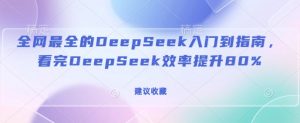 全网最全的DeepSeek入门到指南，看完DeepSeek效率提升80%(建议收藏)-威云科技 余香的脑洞
