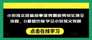 小说推文短篇故事混剪最新剪辑实操全流程，0基础也能学会小说推文教程，肯干多发日入多张-威云科技 余香的脑洞