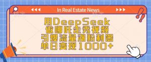 用DeepSeek做哪吒走秀视频，引爆流量涨粉利器，单日变现1k-威云科技 余香的脑洞