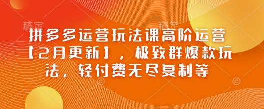 拼多多运营玩法课高阶运营【2月更新】,极致群爆款玩法,轻付费无尽复制等-威云科技 余香的脑洞