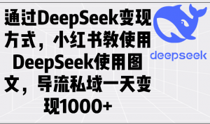 通过DeepSeek变现方式，小红书教使用DeepSeek图文，导流私域一天变现1000+-威云科技 余香的脑洞