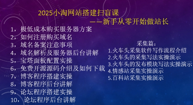 2025小淘网站搭建扫盲课，新手从零开始做站长-威云科技 余香的脑洞