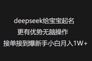 deepseek给宝宝起名更有优势无脑操作接单接到爆新手小白月入1W+-威云科技 余香的脑洞
