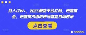 月入过W+,2025最新平台红利,无需本金、无需技术绑定账号就能自动收米-威云科技 余香的脑洞