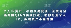 个人IP资产,小团队高变现,互联网全链路赚QIAN实战打法,助你打造个人IP,实现资产不断增值-威云科技 余香的脑洞