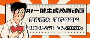 AI一键生成沙雕动画,单视频破千万播放,多种变现方式,日入2000+-威云科技 余香的脑洞
