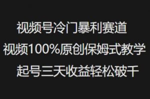 视频号冷门暴利赛道视频100%原创保姆式教学起号三天收益轻松破千-威云科技 余香的脑洞