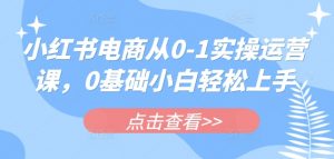 小红书电商从0-1实操运营课,0基础小白轻松上手-威云科技 余香的脑洞