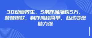 3D动画养生,5条作品涨粉5万,条条爆款,制作流程简单,私域变现能力强-威云科技 余香的脑洞