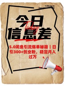 5.0闲鱼引流爆单秘籍，日引300+创业粉，稳定月入过W-威云科技 余香的脑洞