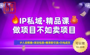2025年“IP私域·密训精品课”,日赚3000+小白避坑年赚百万,暴力引流...-威云科技 余香的脑洞