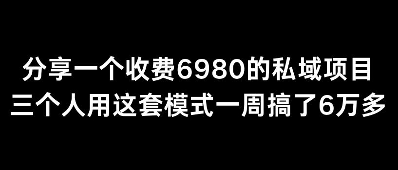 分享一个外面卖6980的私域项目三个人用这套模式一周搞了6万多【揭秘】-威云科技 余香的脑洞