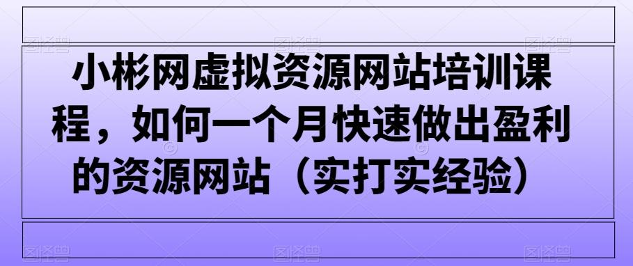 小彬网虚拟资源网站培训课程，如何一个月快速做出盈利的资源网站(实打实经验)-威云科技 余香的脑洞