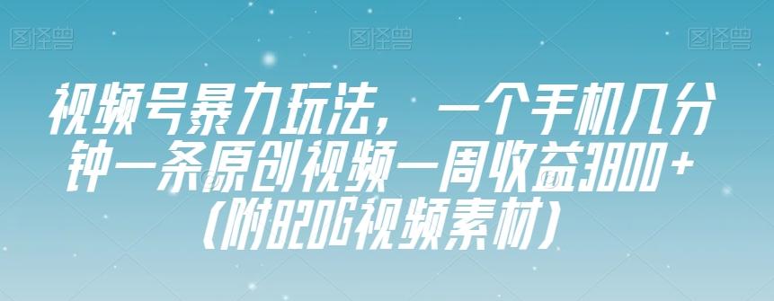 视频号暴力玩法，一个手机几分钟一条原创视频一周收益3800+（附820G视频素材）-威云科技 余香的脑洞