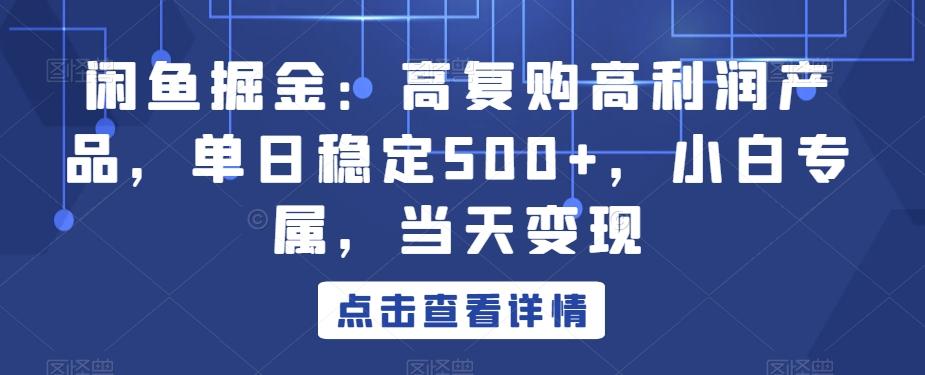 闲鱼掘金：高复购高利润产品，单日稳定500+，小白专属，当天变现-威云科技 余香的脑洞
