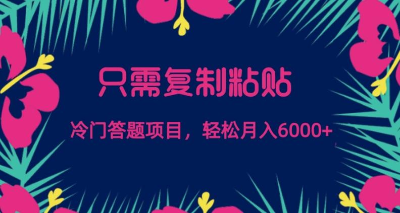 只需复制粘贴，冷门答题项目，轻松月入6000-威云科技 余香的脑洞