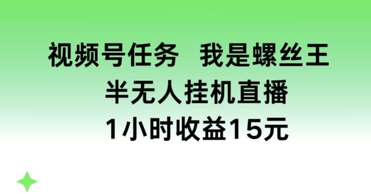 视频号任务,我是螺丝王, 半无人挂机1小时收益15元【揭秘】-威云科技 余香的脑洞