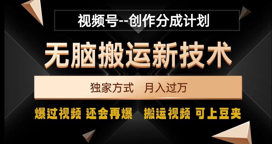 视频号无脑搬运新技术，破原创壕流量，独家方式，爆过视频，还会再爆【揭秘】-威云科技 余香的脑洞