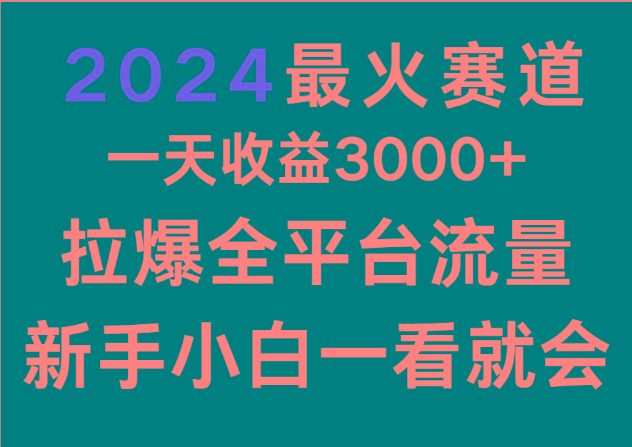2024最火赛道，一天收一3000+.拉爆全平台流量，新手小白一看就会-威云科技 余香的脑洞