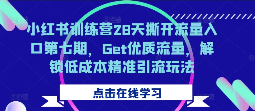 小红书训练营28天撕开流量入口第七期，Get优质流量，解锁低成本精准引流玩法-威云科技 余香的脑洞