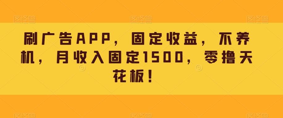 刷广告APP，固定收益，不养机，月收入固定1500，零撸天花板！-威云科技 余香的脑洞