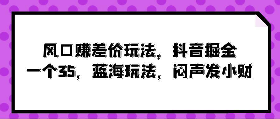 (10022期)风口赚差价玩法，抖音掘金，一个35，蓝海玩法，闷声发小财-威云科技 余香的脑洞