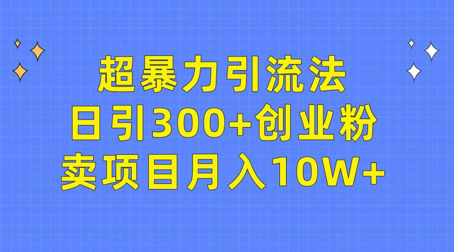 (9954期)超暴力引流法,日引300+创业粉,卖项目月入10W+-威云科技 余香的脑洞