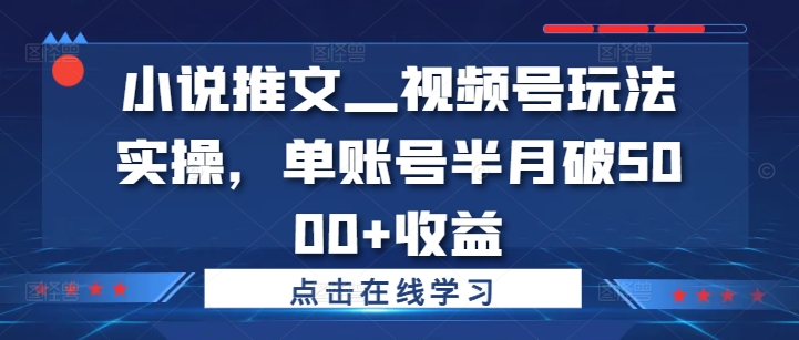 小说推文—视频号玩法实操,单账号半月破5000+收益-威云科技 余香的脑洞