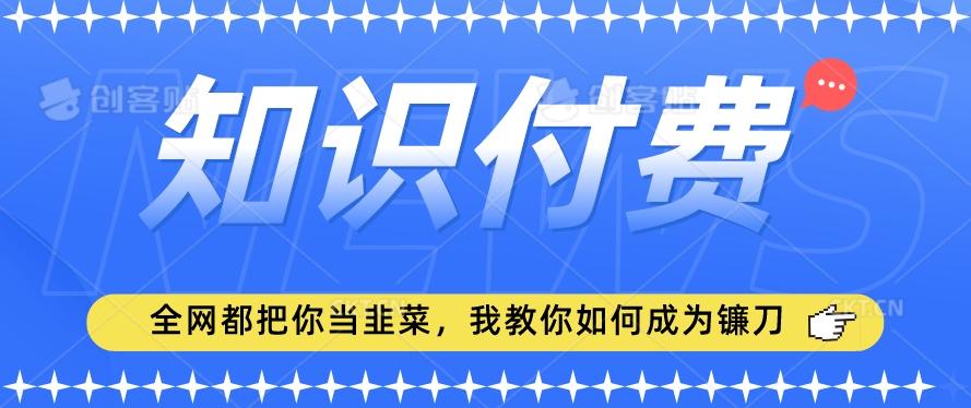 2024最新知识付费项目,小白也能轻松入局,全网都在教你做项目,我教你做镰刀【揭秘】