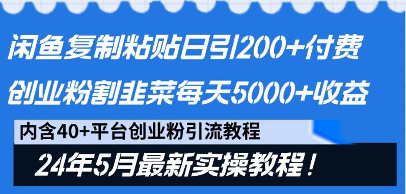 闲鱼复制粘贴日引200+付费创业粉，24年5月最新方法！割韭菜日稳定5000+收益-威云科技 余香的脑洞
