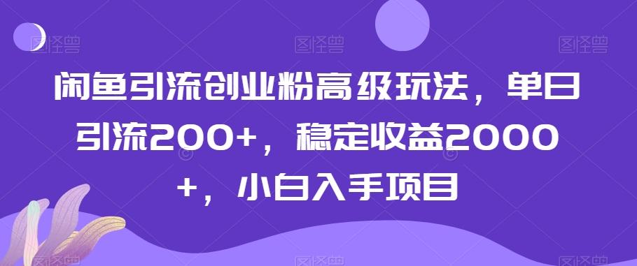 闲鱼引流创业粉高级玩法，单日引流200+，稳定收益2000+，小白入手项目-威云科技 余香的脑洞