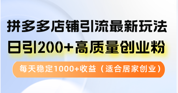 拼多多店铺引流最新玩法，日引200+高质量创业粉，每天稳定1000+收益(...-威云科技 余香的脑洞
