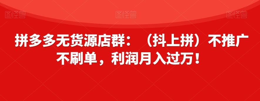 拼多多无货源店群：（抖上拼）不推广不刷单，利润月入过万！【揭秘】-威云科技 余香的脑洞