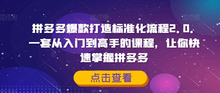拼多多爆款打造标准化流程2.0,一套从入门到高手的课程,让你快速掌握拼多多-威云科技 余香的脑洞