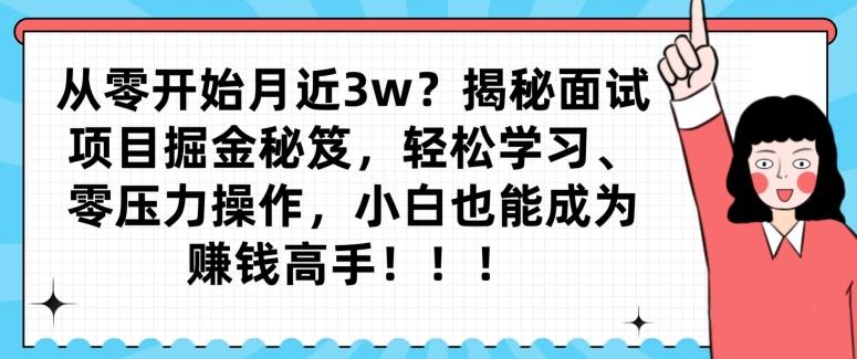 从零开始月近3w?揭秘面试项目掘金秘笈,轻松学习、零压力操作,小白也能成为赚钱高手