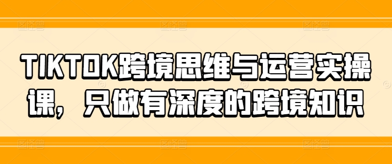 TIKTOK跨境思维与运营实操课，只做有深度的跨境知识-威云科技 余香的脑洞