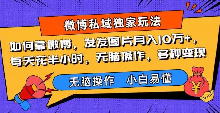 如何靠微博,发发图片月入10万+,每天花半小时,无脑操作,多种变现