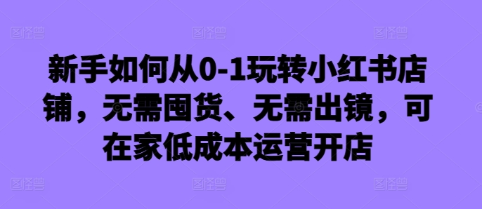新手如何从0-1玩转小红书店铺，无需囤货、无需出镜，可在家低成本运营开店-威云科技 余香的脑洞