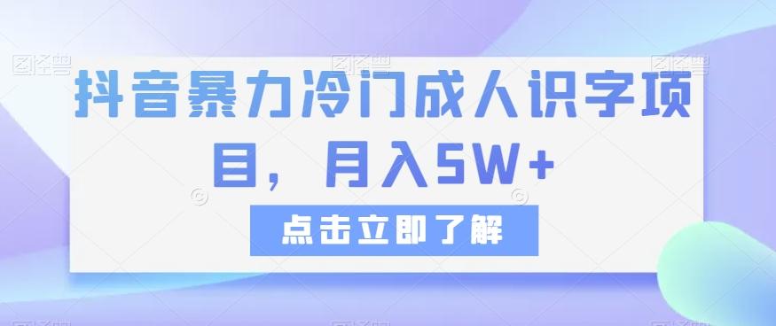 抖音暴力冷门成人识字项目，月入5W+【揭秘】-威云科技 余香的脑洞