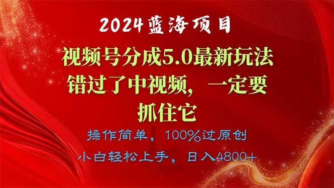 2024蓝海项目，视频号分成计划5.0最新玩法，错过了中视频，一定要抓住...-威云科技 余香的脑洞