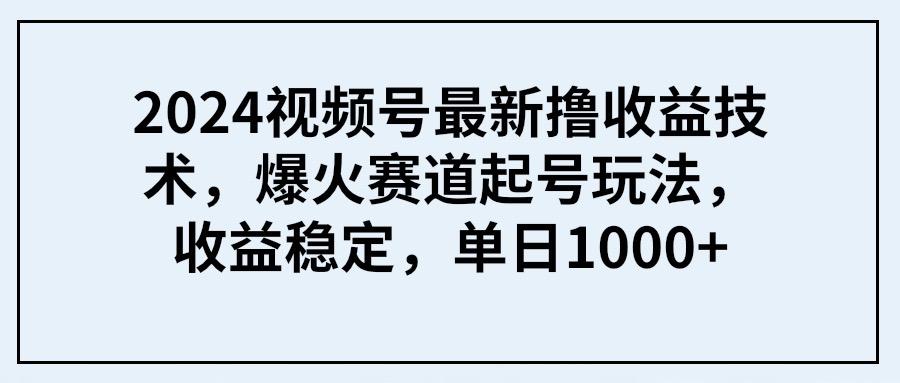 (9651期) 2024视频号最新撸收益技术，爆火赛道起号玩法，收益稳定，单日1000+-威云科技 余香的脑洞